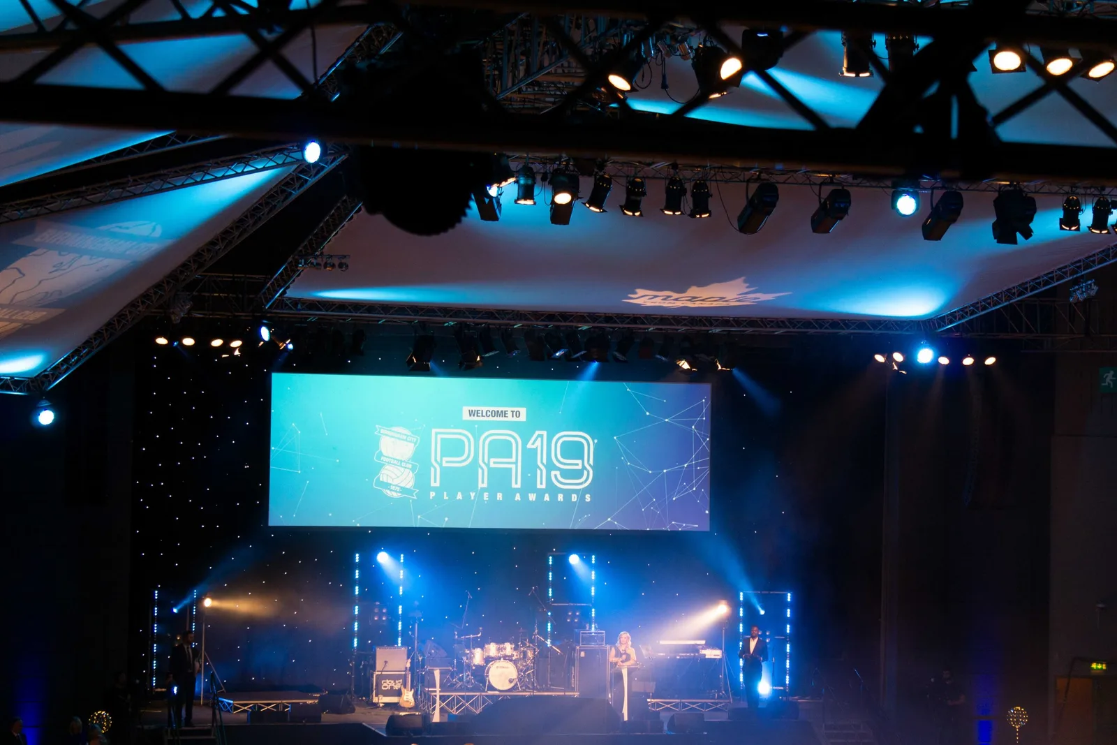 BCFC Player Awards stage and screens