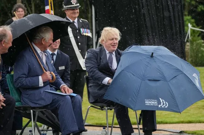 UK Police Memorial guest umbrella in the rain